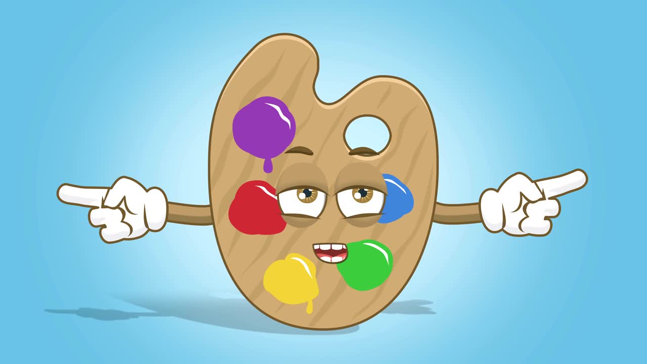 만화 예술가 색상 패 불행한 이중 포인터 얼굴 애니메이션 알파 매트