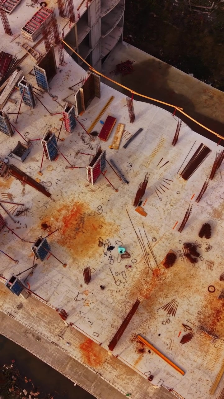 Construction site aerial view showcasing ongoing work in Bulgaria