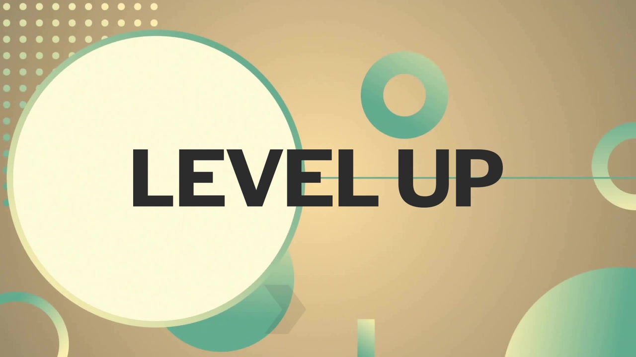 Geometric shapes and UP text animation on beige background