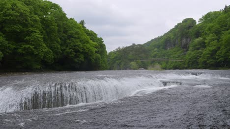 slow motion wide open waterfalls with cascading water