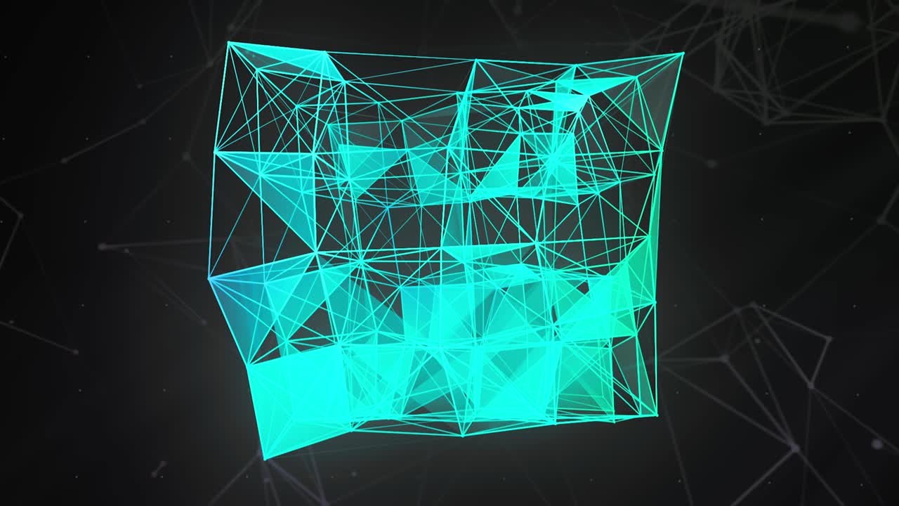 Abstract Geometric Shape with Wireframe Lines