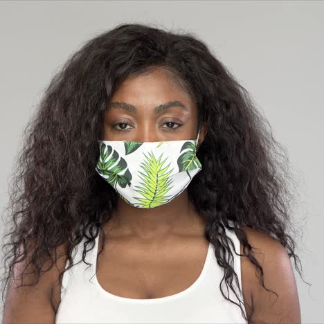 black woman in fabric mask