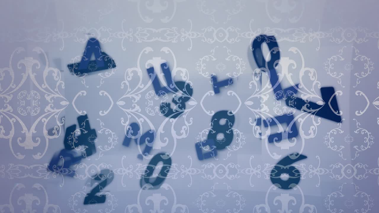 장식적인 배경 위에 있는 숫자의 애니메이션