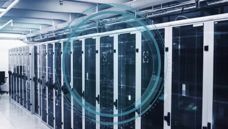 data processing animation over servers in modern data center environment