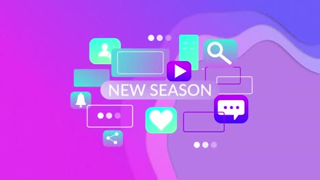 Animation-of-new-season-text-and-icons-on-blue-background