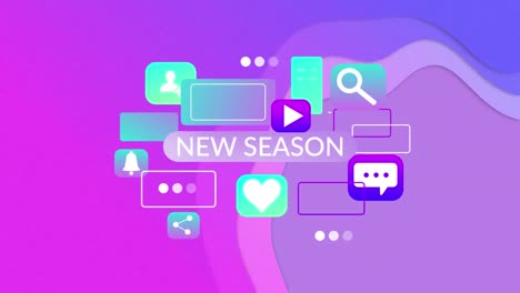 animación del texto y los iconos de la nueva temporada sobre fondo azul