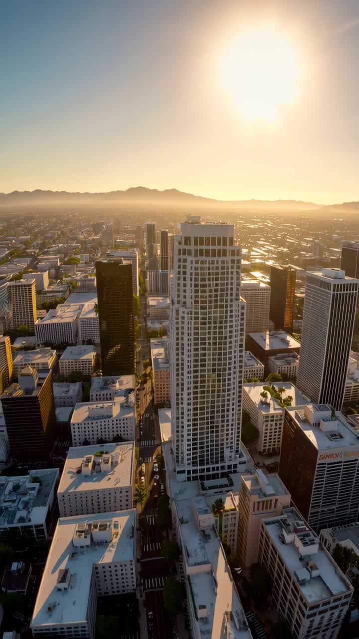 Skyline di Los Angeles all'alba/al tramonto