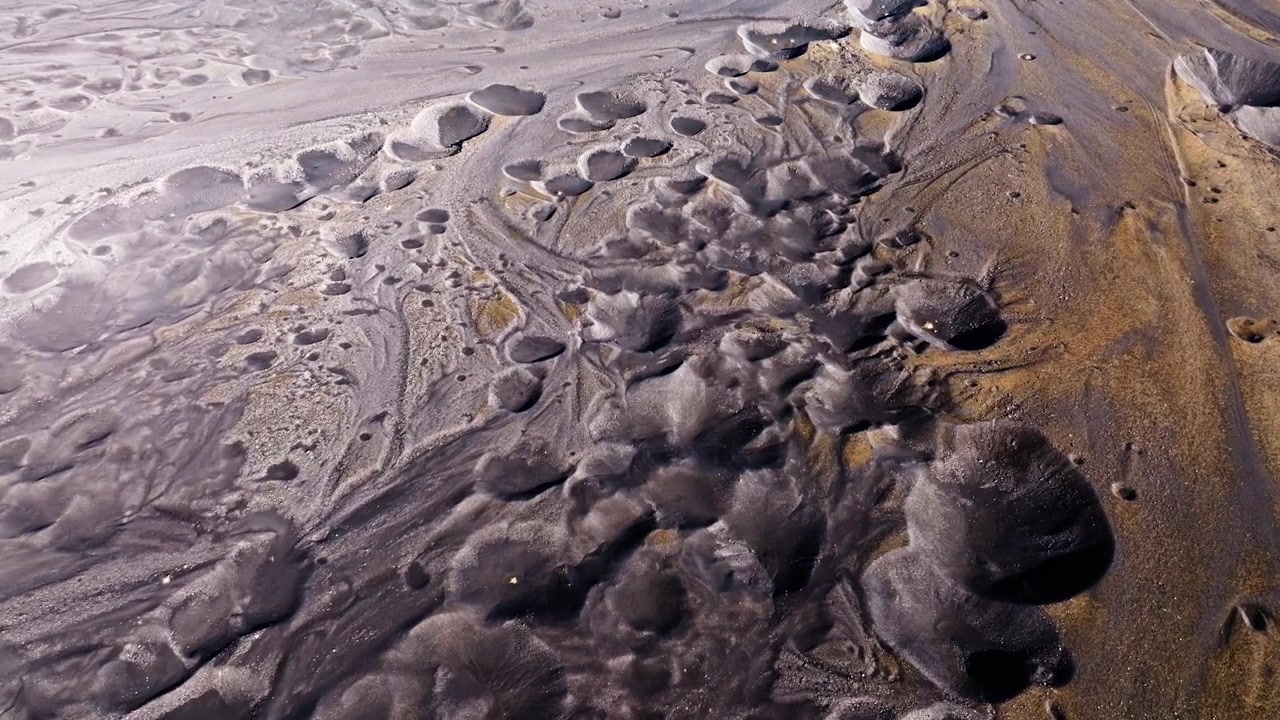 Drone. Kettle holes pockmarking Iceland landscape creating abstract pattern