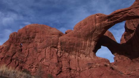 Double-Arch-casts-shadows-at-Arches-National-Park-Utah