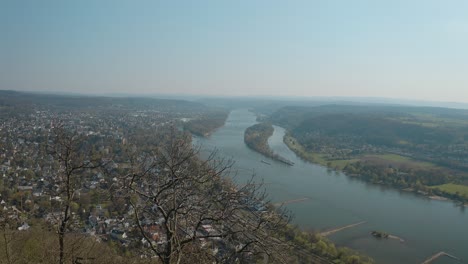 Drone---Aerial-Shot-Of-The-River-Rhine-Siebengebirge-Drachenfels-Near-Bonn---Königswinter-25p