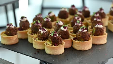Mini-Falafel-and-Hummus-tart,-Arabic-mini-bites-savoury