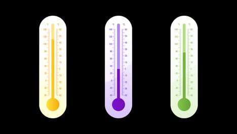 thermometer three options animation option 1. transparent background