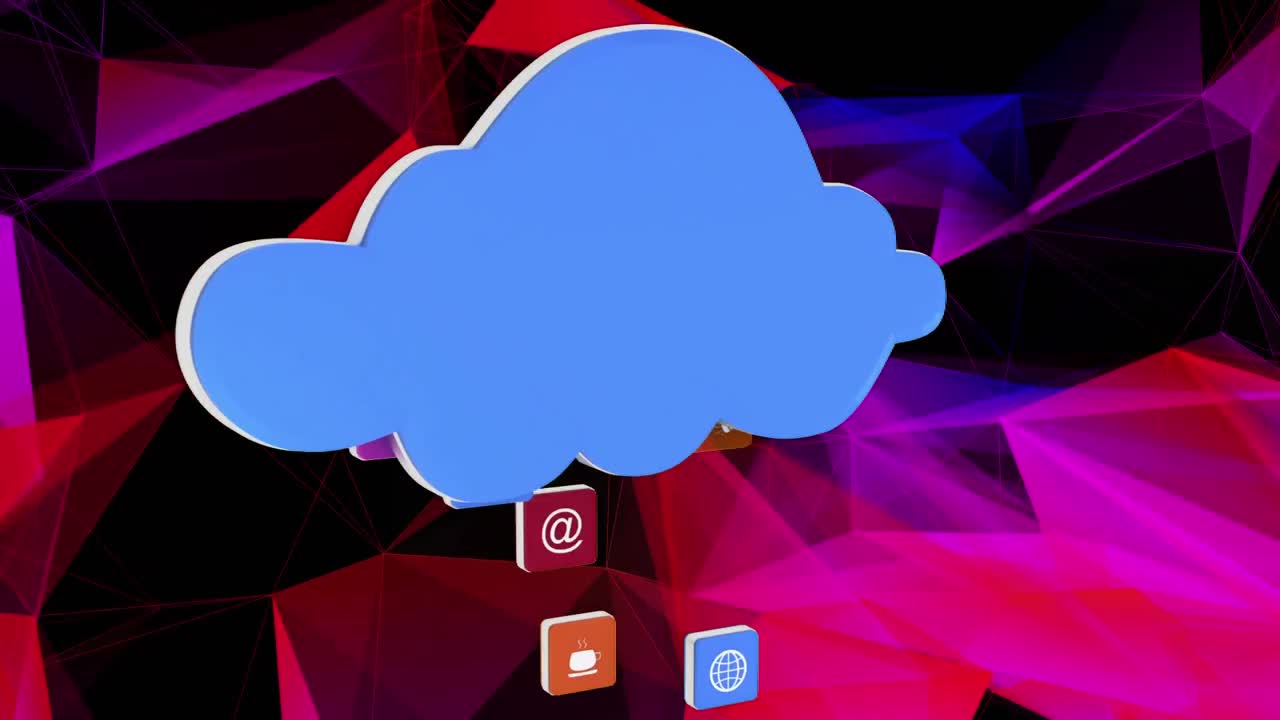 icono de la nube y iconos digitales contra la red de plexo