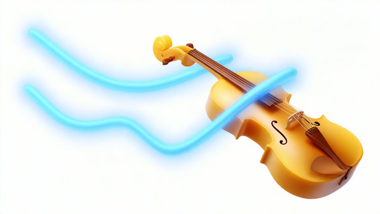 A Visually Captivating Representation of a Violin with Wave Motion, Exemplifying the Harmony of Music and Art Through Colorful Visual Dynamics and Excellent Design Elements