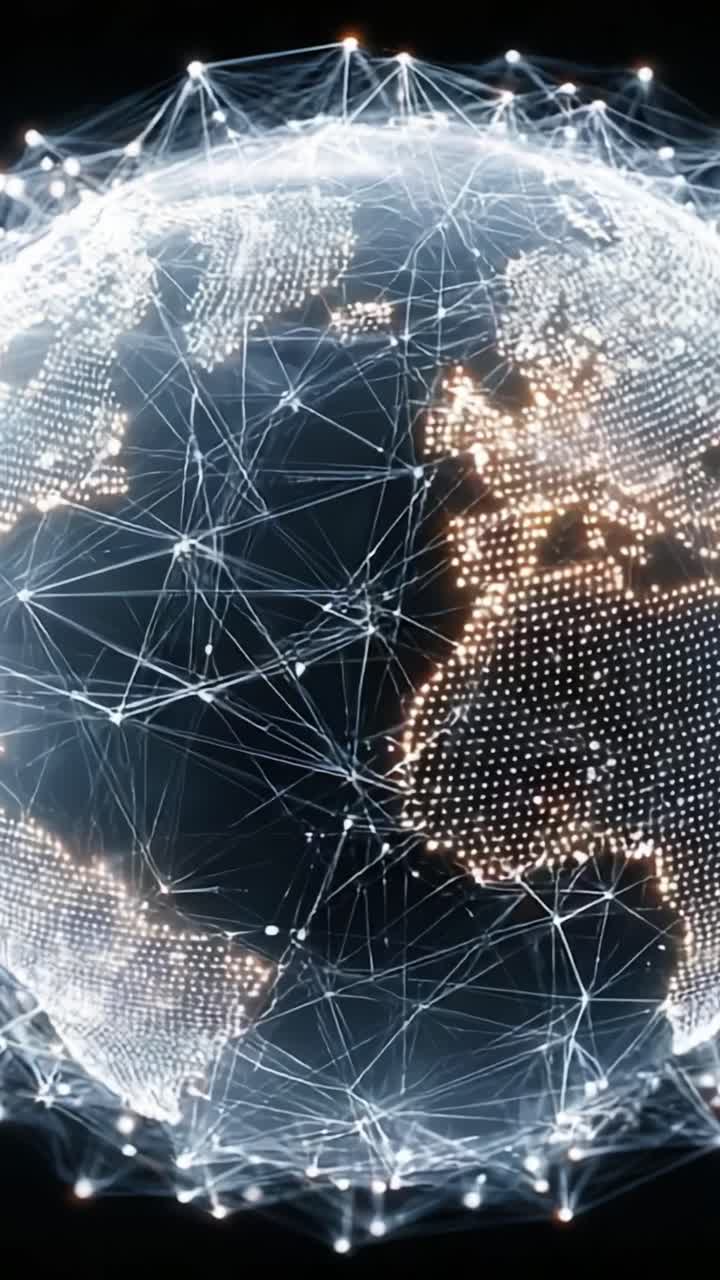 A Captivating Visualization of Earth as a Global Network, Highlighting Connectivity Through Illuminated Data Points Across Continents in a Stunning Digital Representation