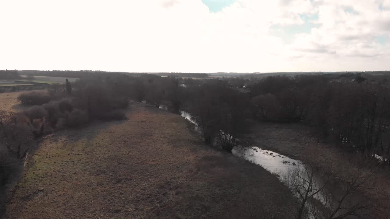 Aerial View of a Serene River Landscape