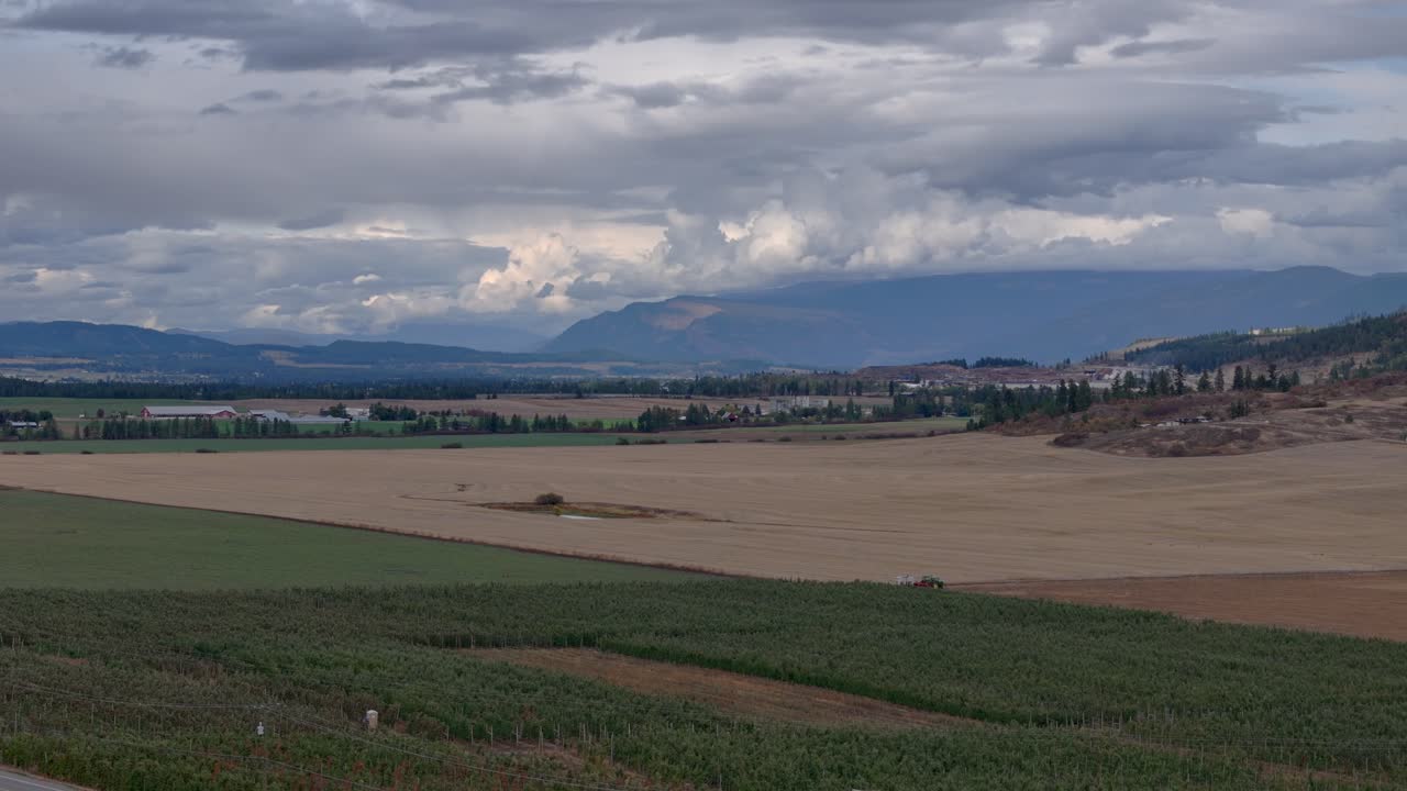 브리티시 컬럼비아 오카나간 의 위 에서: 눈 이 볼 수 있는 곳 까지  ⁇ 어 있는 사과 나무 행