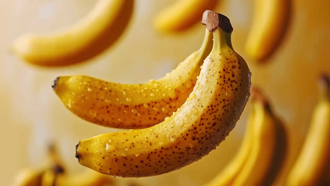 물방울과 함께 신선한 바나나