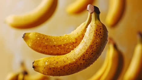 fresh bananas with water droplets