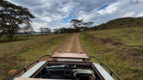 tour de safari todoterreno fuera de la carretera en un día soleado en los parques nacionales del lago nakuru en kenia