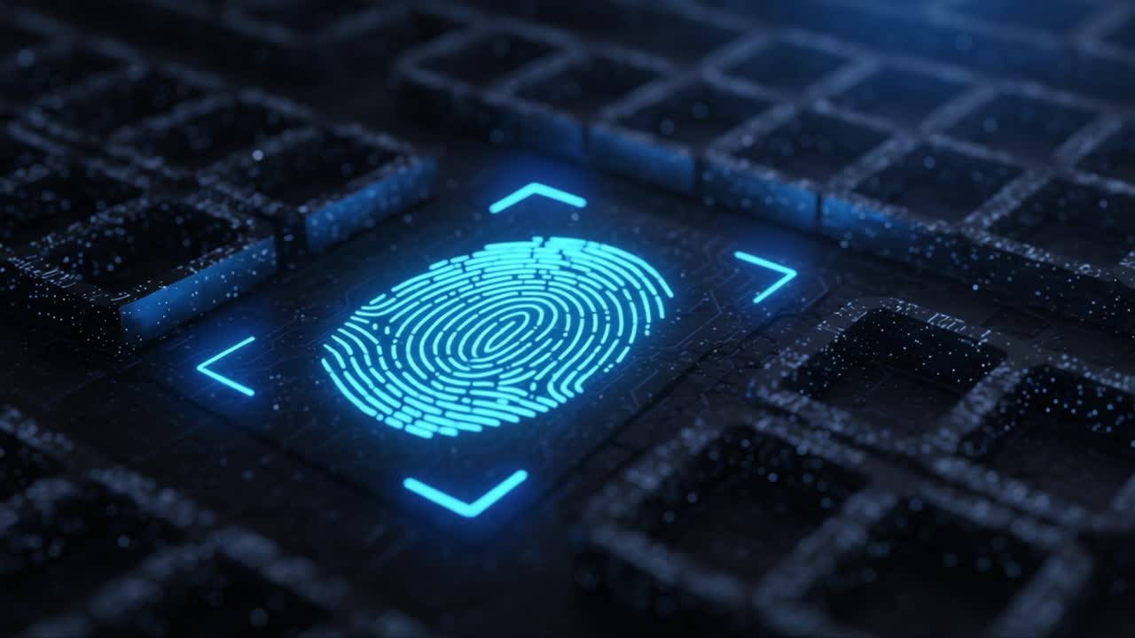 Exploring Advanced Biometric Technology: A Close-Up Look at a Digital Fingerprint Scanning Interface with High-Tech Features and Enhanced Security Measures