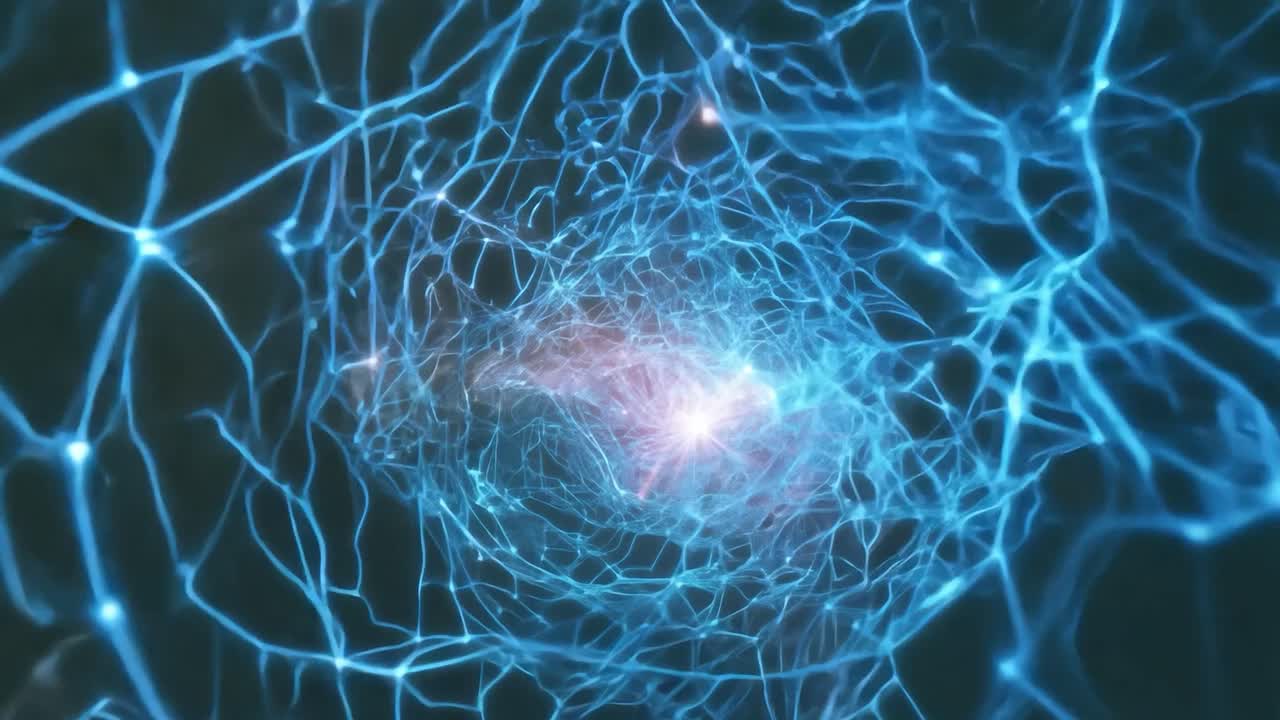 la energía abstracta fluye a través de un túnel de red, con líneas brillantes que crean una atmósfera digital dinámica