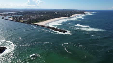 lighthouse beach and richmond river in nsw, australia - aerial drone shot