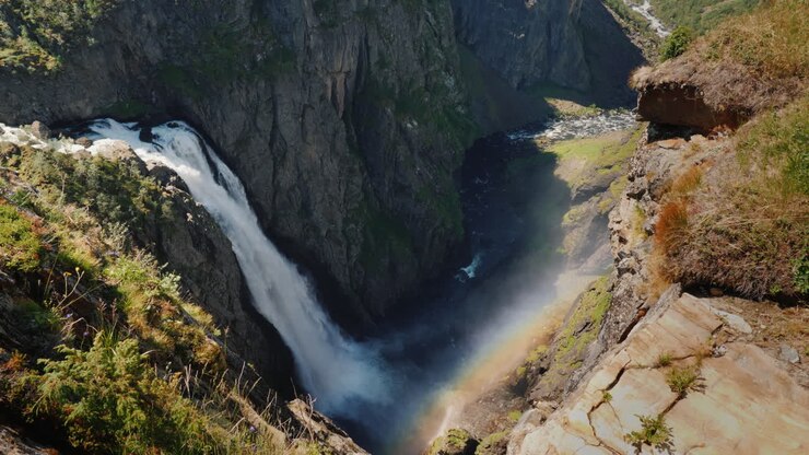 Majestic Waterfall Of Woringsfossen In Norway Impressive Beauty Of Scandinavian Nature