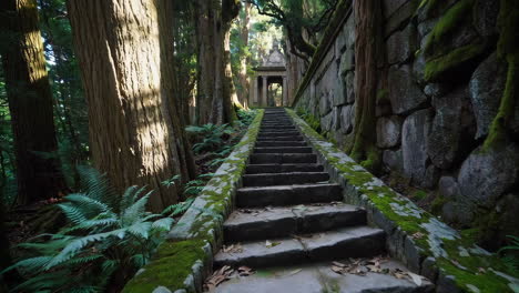 ancient stone steps leading to a temple in a lush tropical forest