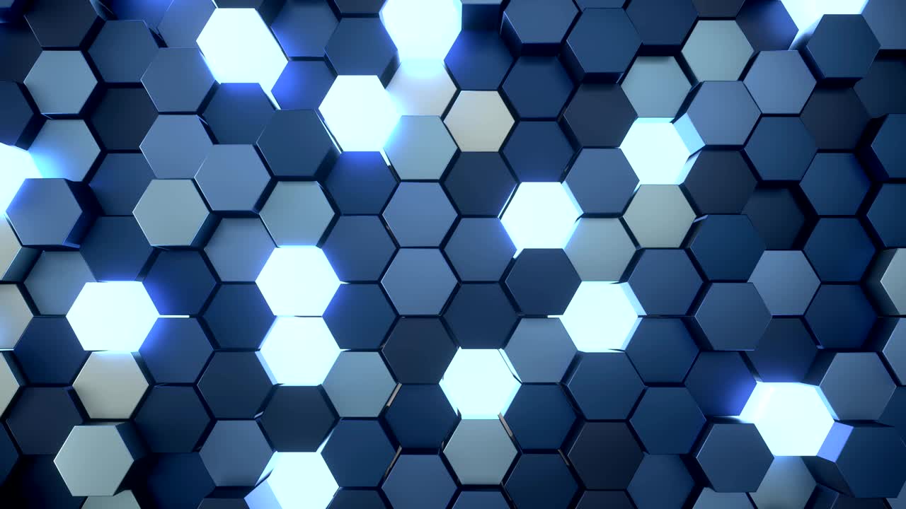 grilla hexagonal en 4k y animación en 3d