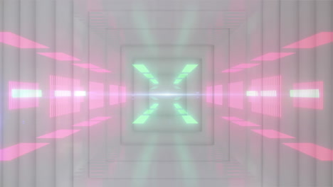 animación de un túnel digital sobre cuadrados blancos