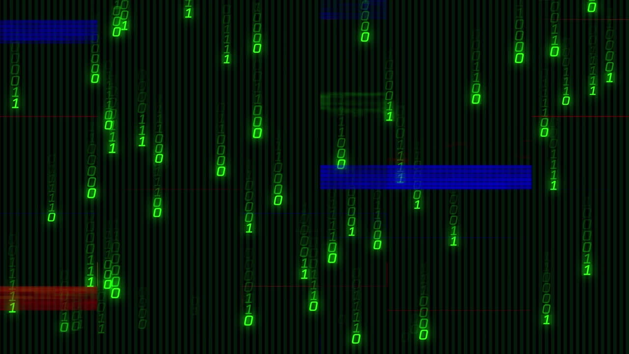 Animation of binary coding and data processing