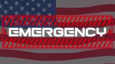 animation of the usa flag over a bubble speecith emergency written in it