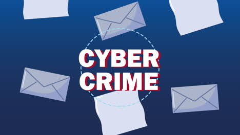 cyber crime lettering and envelopes animated