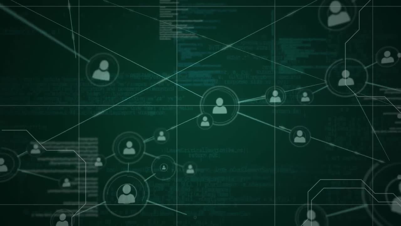 personas iconos de conexión y datos en un fondo oscuro