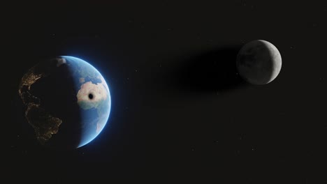 3d animation of the moon casting a shadow on earth during a solar eclipse