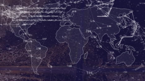 animación de la red de conexiones sobre el mapa del mundo