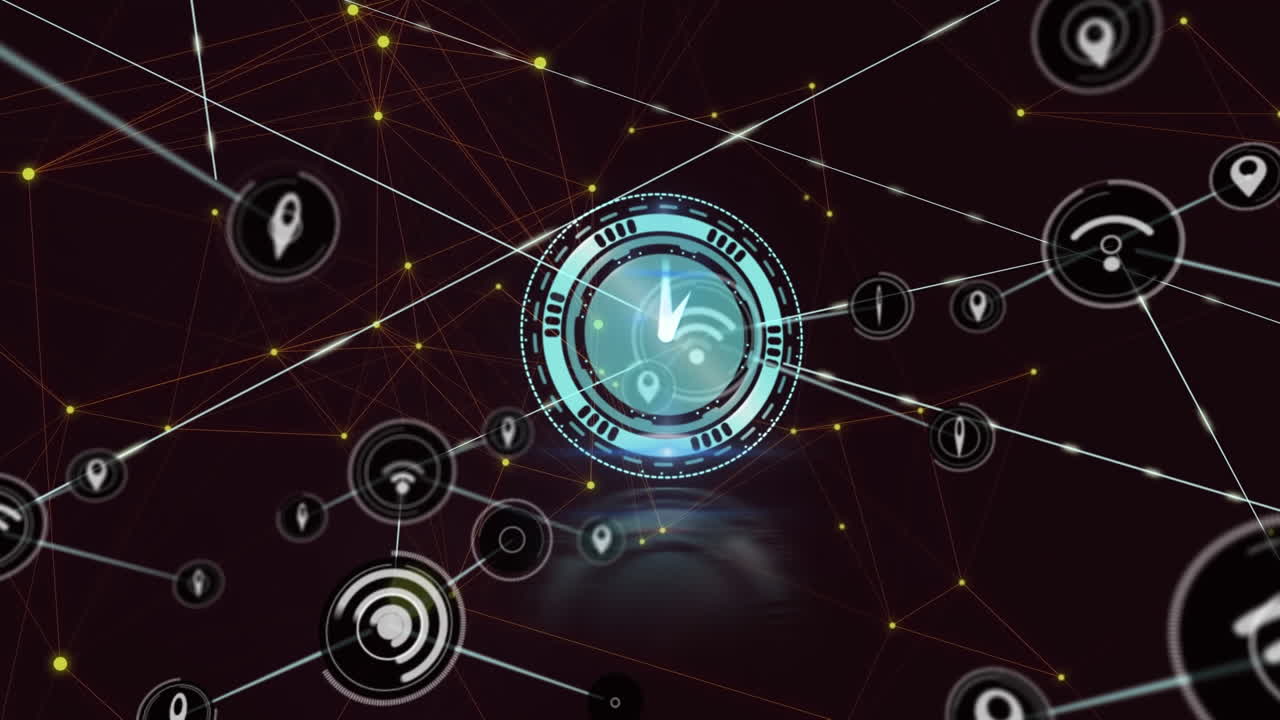 Animation of network of connections over clock