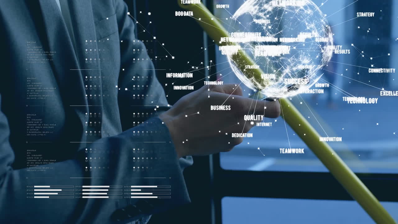 데이터 및 연결 네트워크와 함께 회전하는 지구