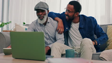 Senior-father,-man-talk-and-watching-on-laptop