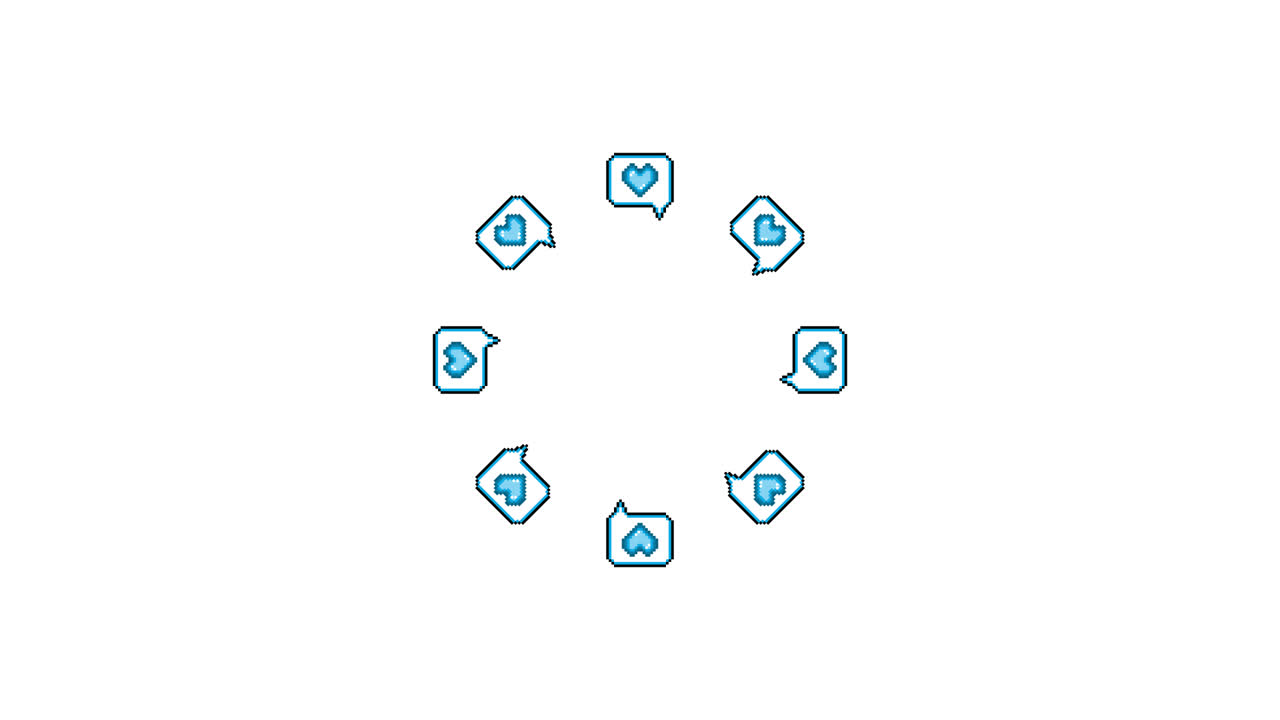 Pixel Art Speech bubble Heart Spinning Circle Animated Overlay Transparent 30fps (2)