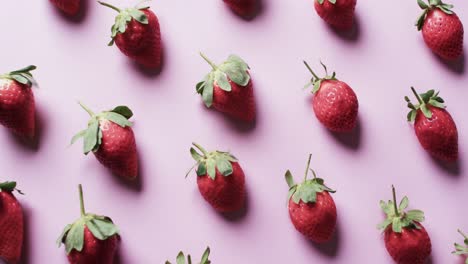 Vídeo-De-Hileras-De-Fresas-Con-Espacio-Para-Copiar-Sobre-Fondo-Rosa