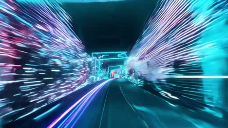 a futuristic tunnel with neon lights