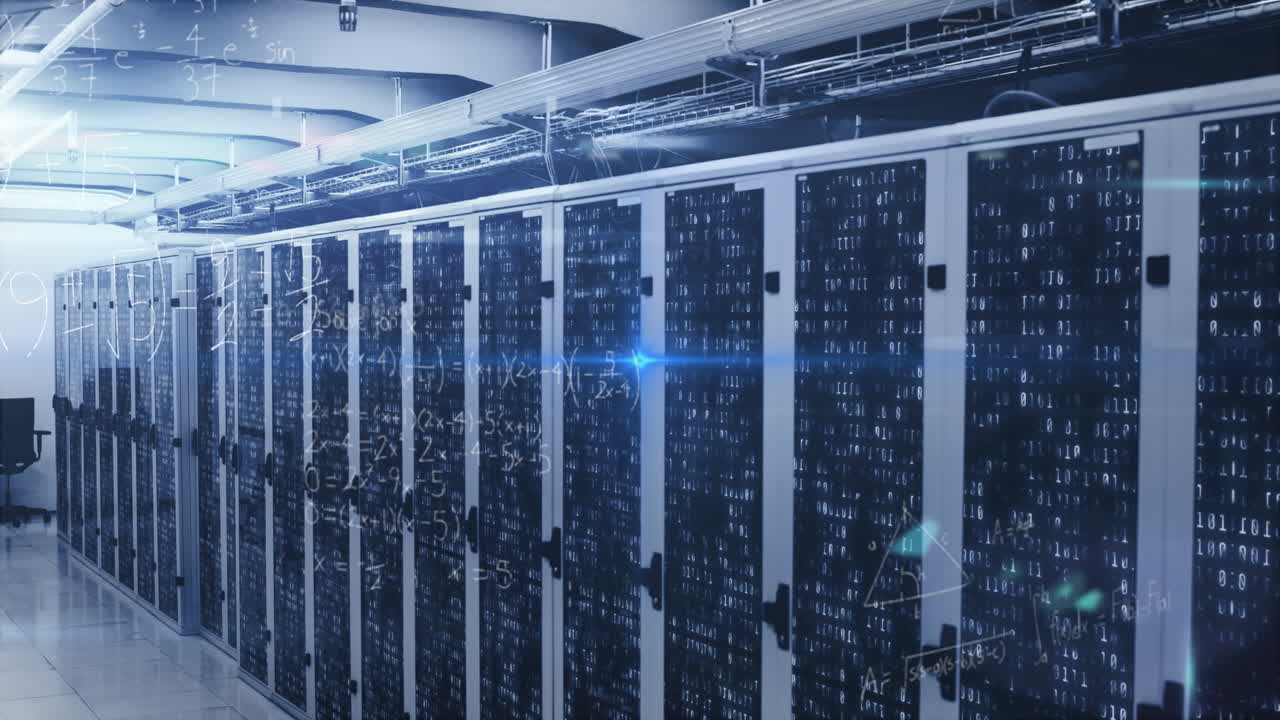 animatie van wiskundige vergelijkingen over serverruimte