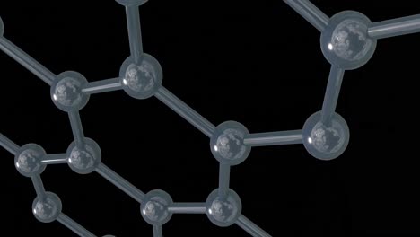 animation of 3d micro of network of molecules on black background