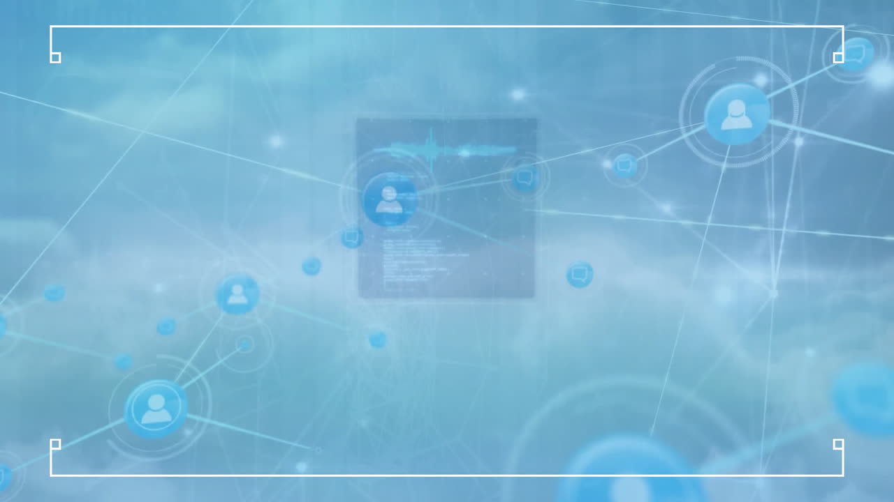 구름 위의 아이콘으로 연결 네트워크의 애니메이션