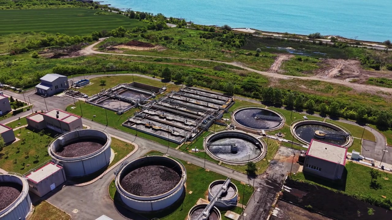 Water treatment facility near Lake Michigan in the daytime