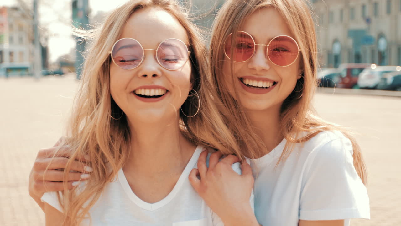 dos jóvenes felices disfrutando de la ciudad