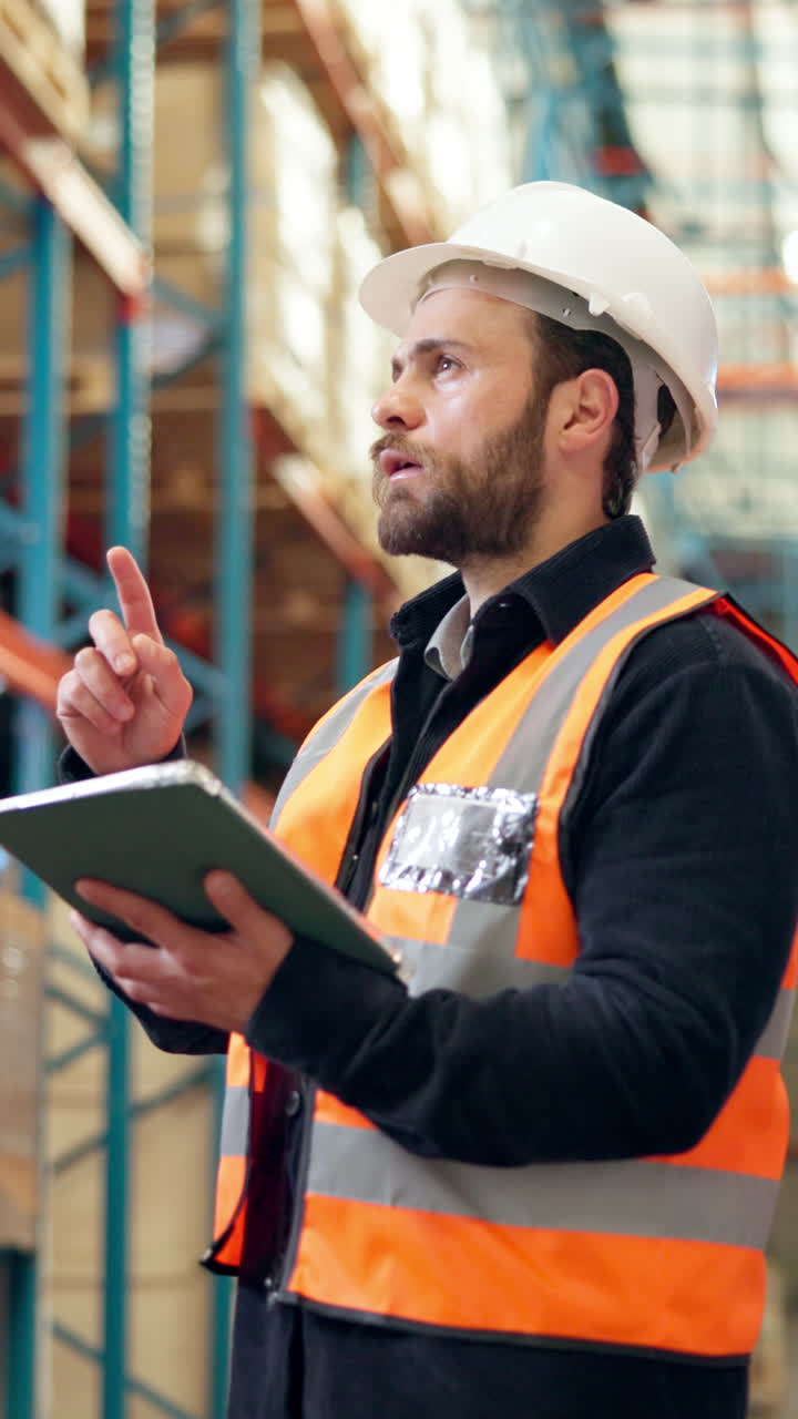 Warehouse worker with tablet