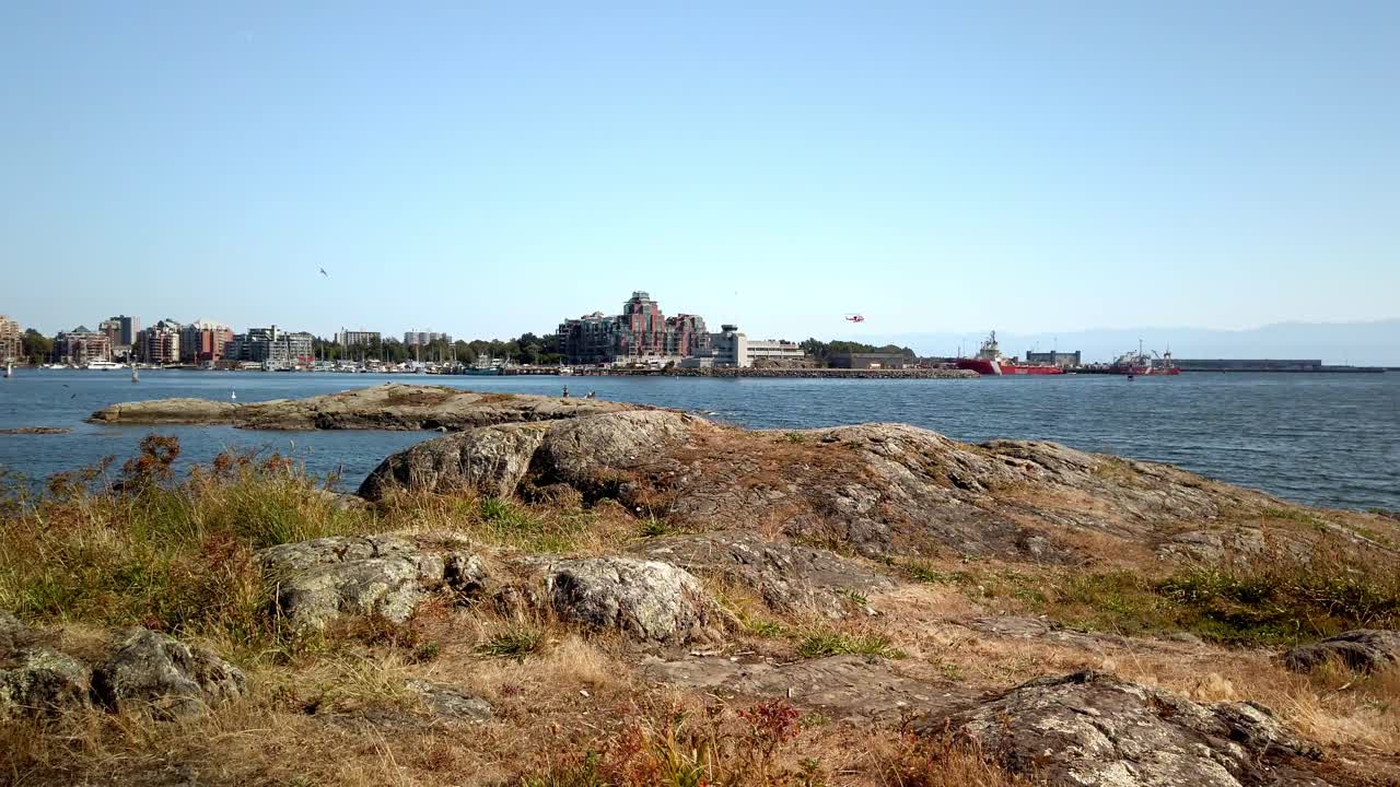 Rescue helicopter landing in Victoria BC